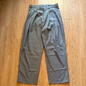 Twill Pleated Wide Leg Grey Trousers Made in Korea High Waist Dress Pants